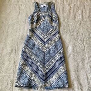 Amanda Uprichard Blue and White Geometric Mini Dress